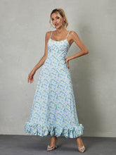 Ilsa Spaghetti Floral Maxi Dress In Blue
